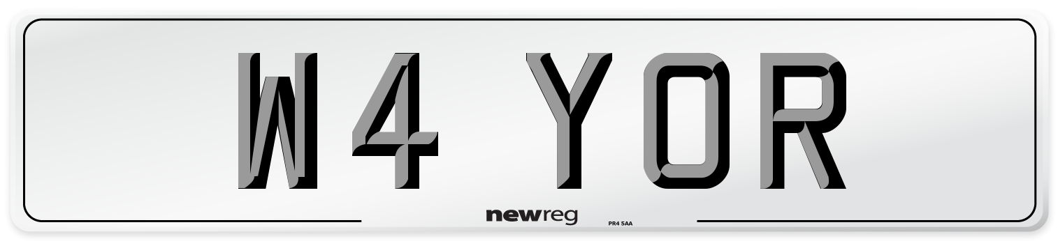 W4 YOR Front Number Plate