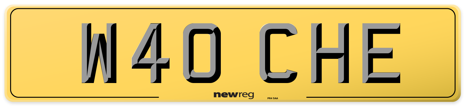 W40 CHE Rear Number Plate