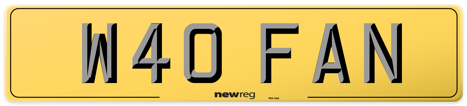 W40 FAN Rear Number Plate