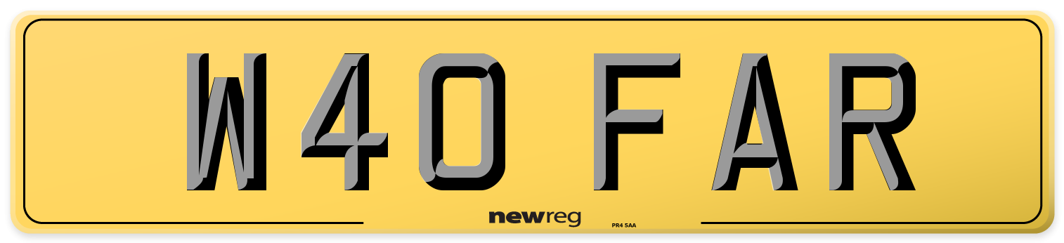 W40 FAR Rear Number Plate
