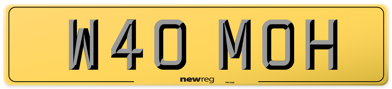 W40 MOH Rear Number Plate