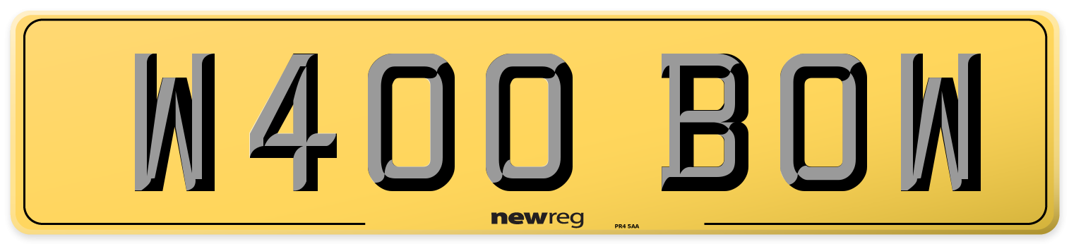 W400 BOW Rear Number Plate