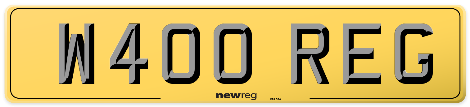 W400 REG Rear Number Plate