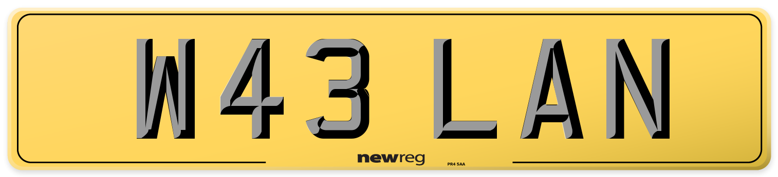 W43 LAN Rear Number Plate