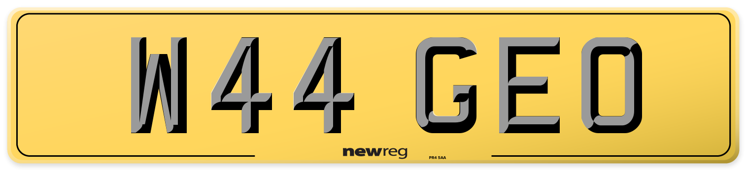 W44 GEO Rear Number Plate