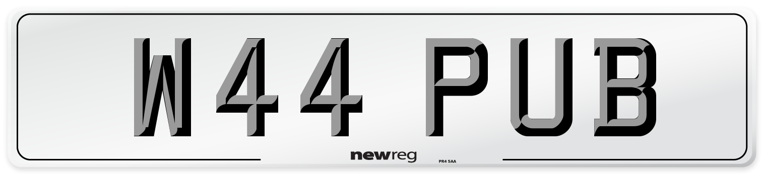W44 PUB Front Number Plate