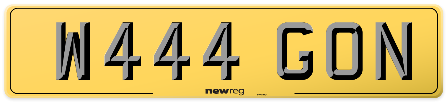 W444 GON Rear Number Plate
