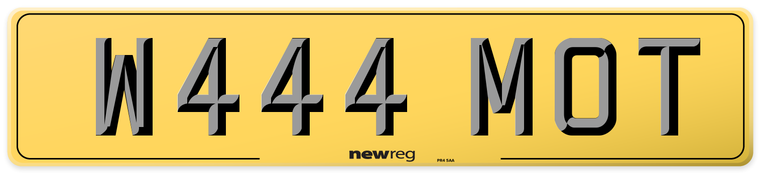 W444 MOT Rear Number Plate