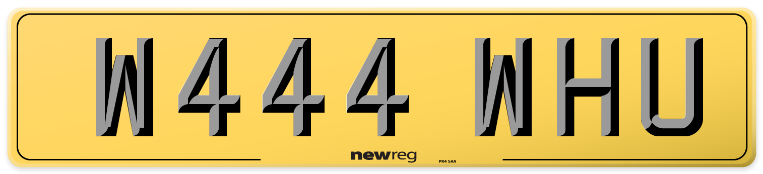 W444 WHU Rear Number Plate