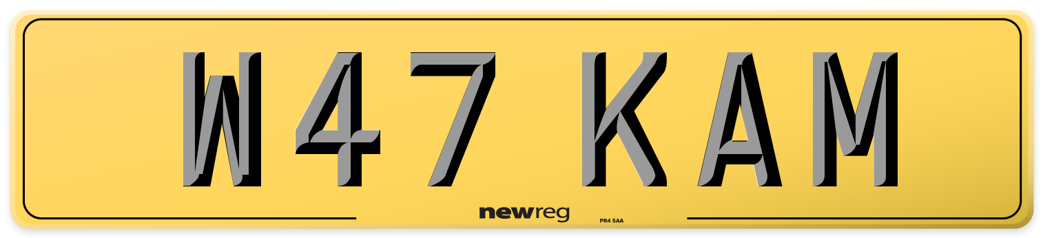 W47 KAM Rear Number Plate