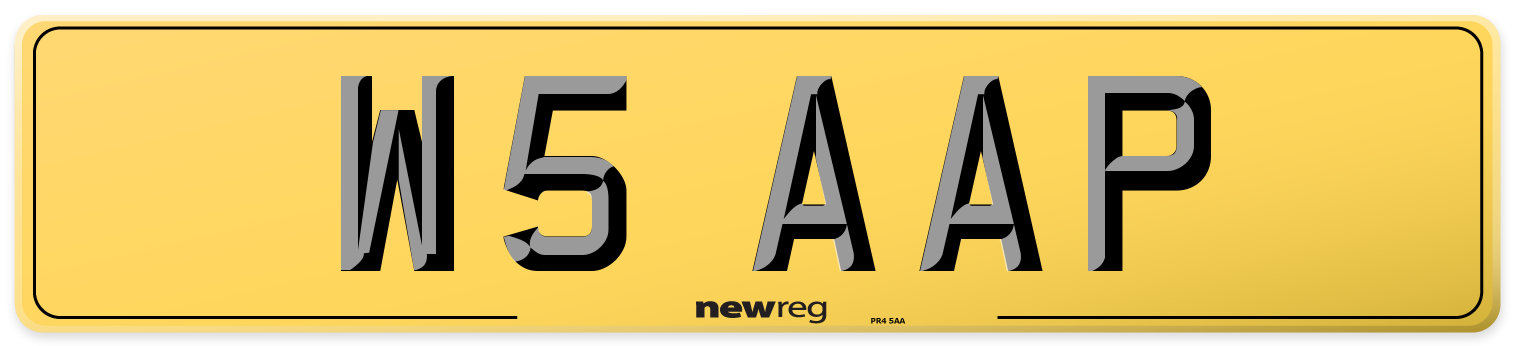 W5 AAP Rear Number Plate