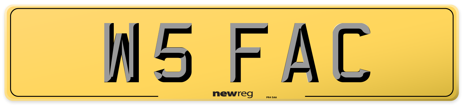 W5 FAC Rear Number Plate