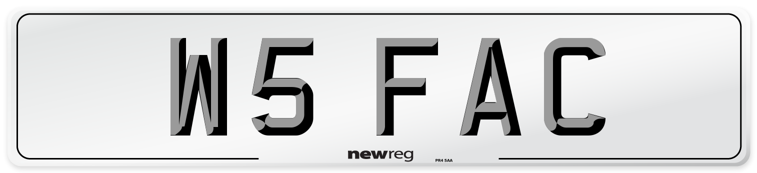 W5 FAC Front Number Plate