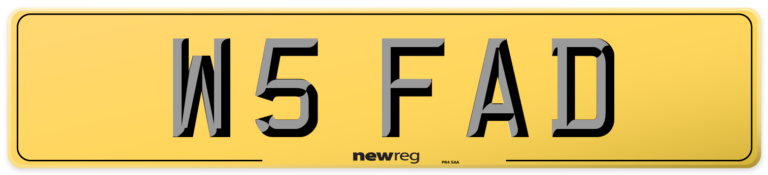W5 FAD Rear Number Plate