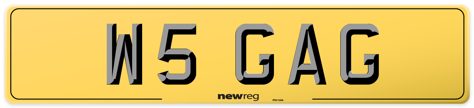 W5 GAG Rear Number Plate