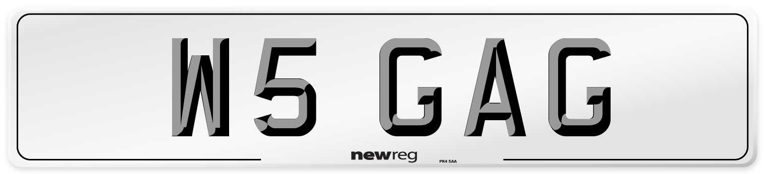 W5 GAG Front Number Plate