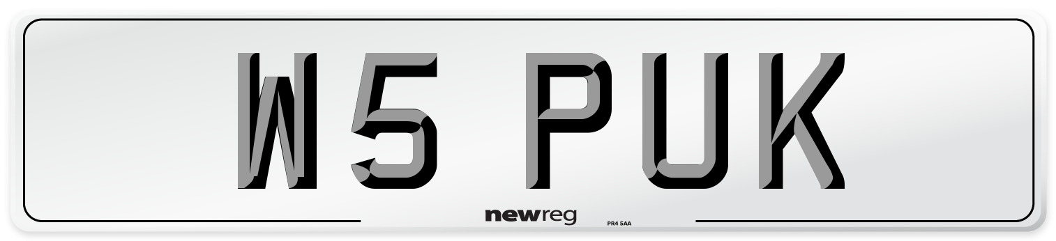 W5 PUK Front Number Plate
