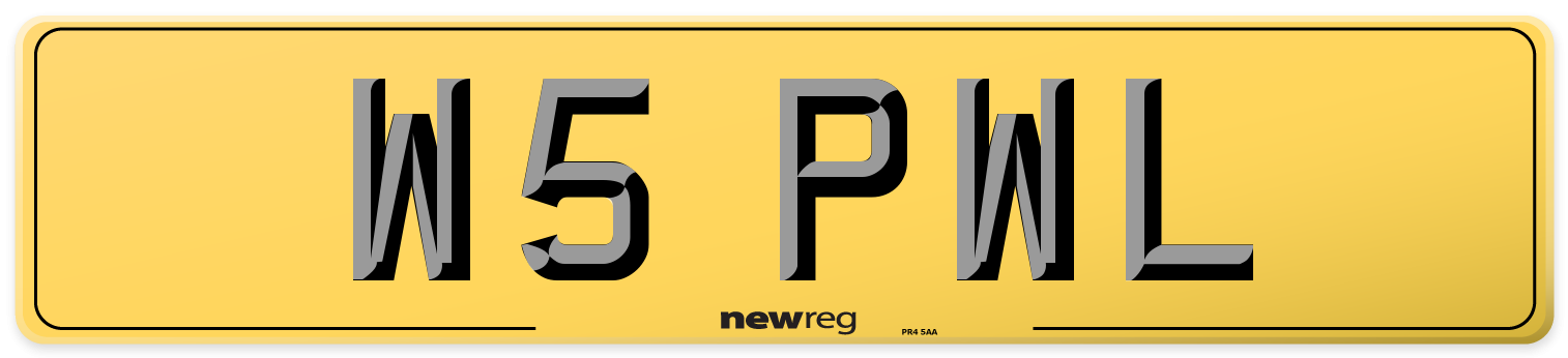 W5 PWL Rear Number Plate