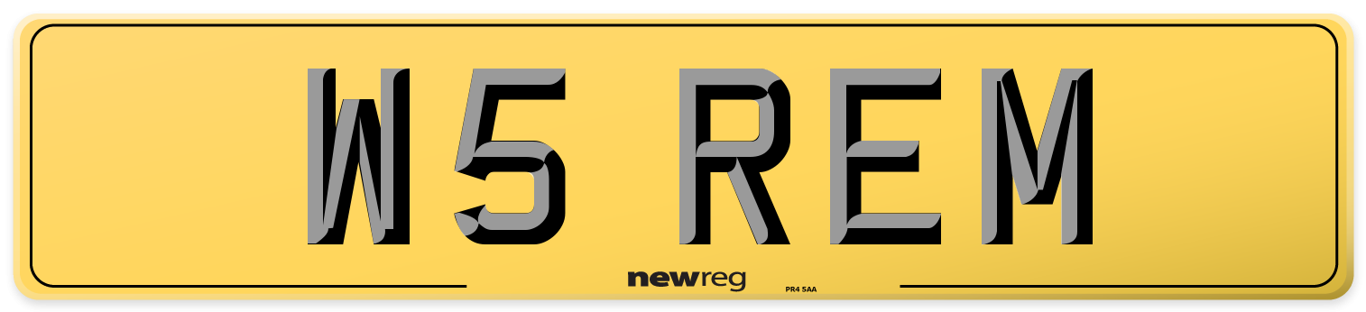 W5 REM Rear Number Plate