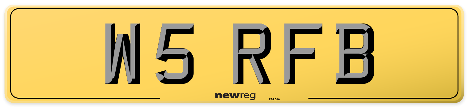 W5 RFB Rear Number Plate