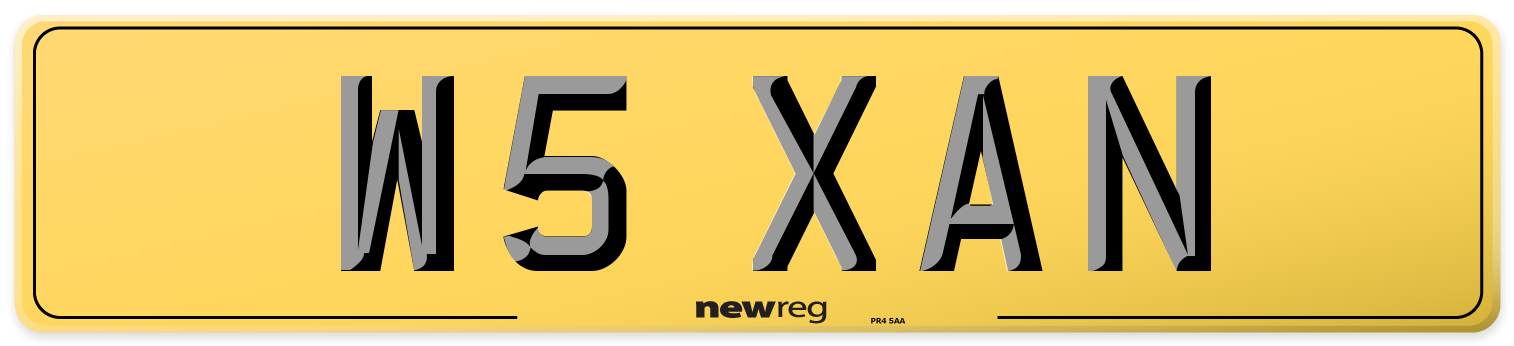 W5 XAN Rear Number Plate