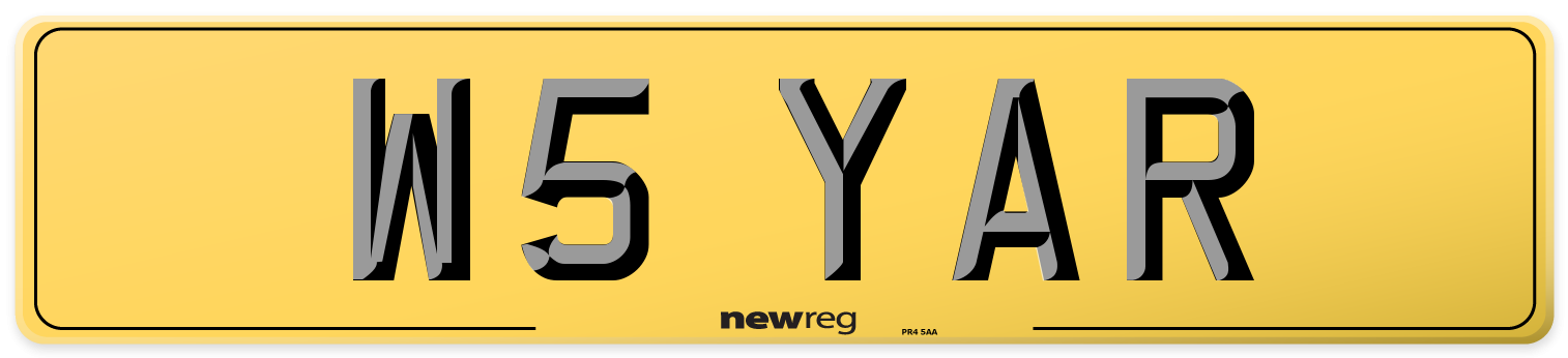 W5 YAR Rear Number Plate