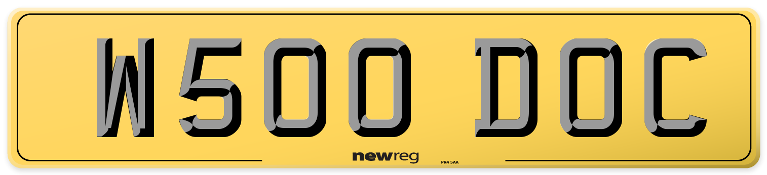 W500 DOC Rear Number Plate