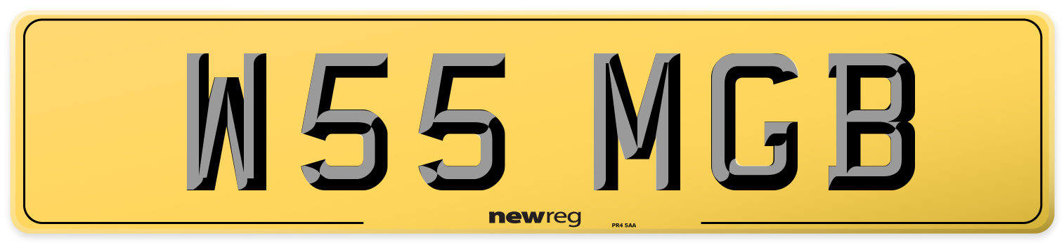 W55 MGB Rear Number Plate