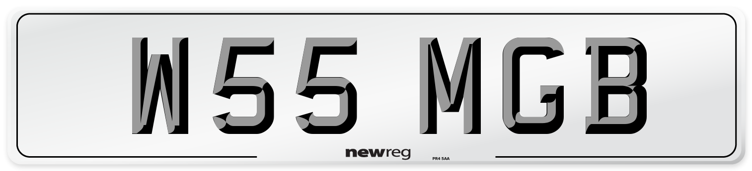 W55 MGB Front Number Plate