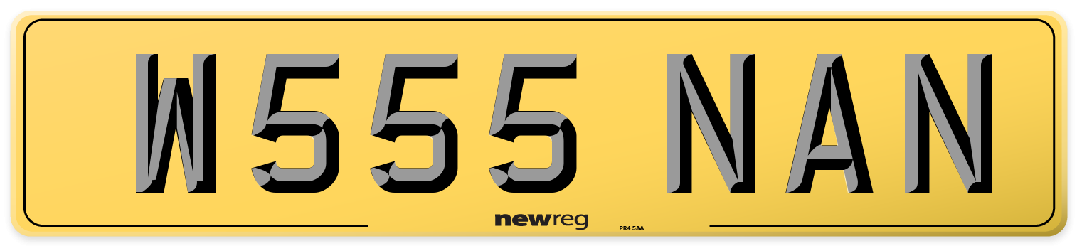 W555 NAN Rear Number Plate