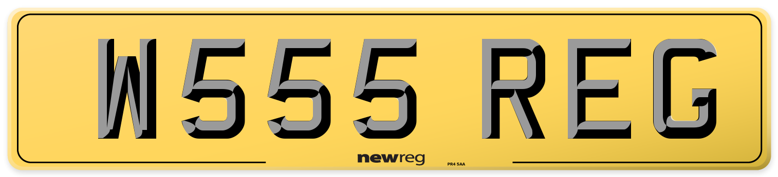 W555 REG Rear Number Plate