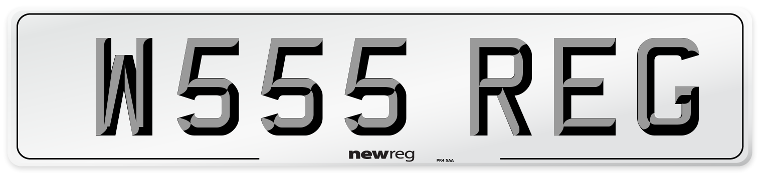 W555 REG Front Number Plate