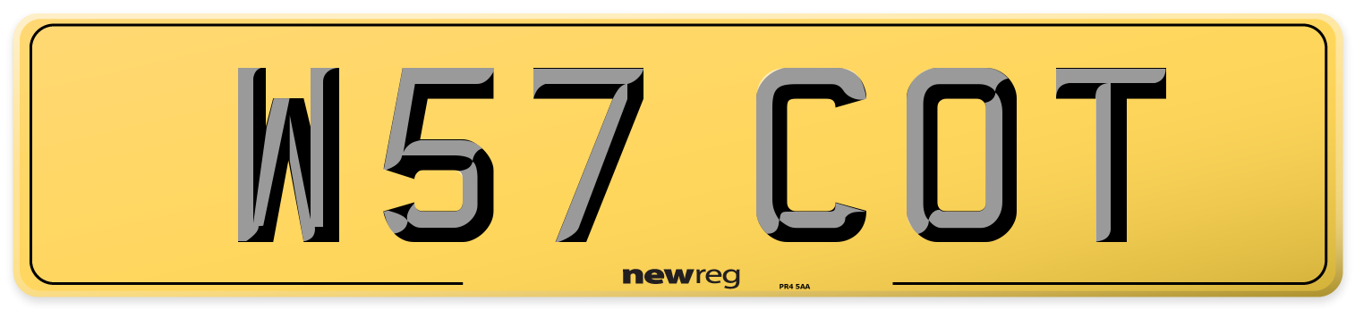 W57 COT Rear Number Plate