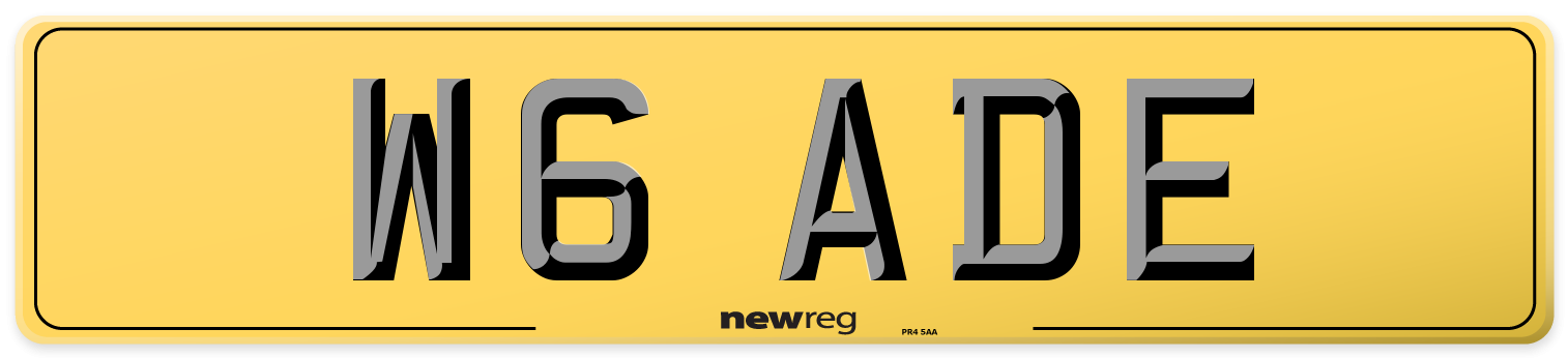 W6 ADE Rear Number Plate