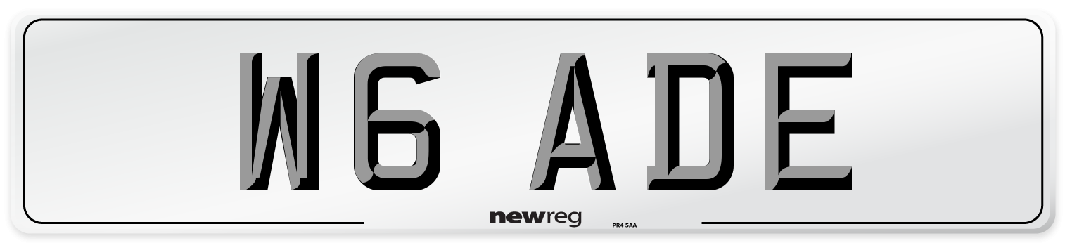 W6 ADE Front Number Plate