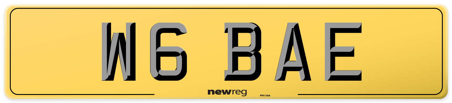 W6 BAE Rear Number Plate