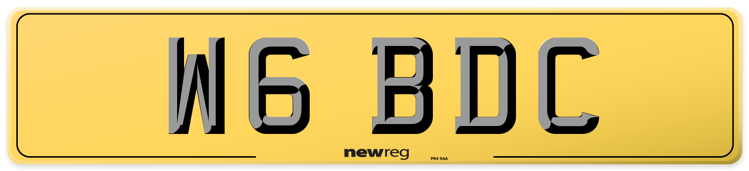 W6 BDC Rear Number Plate