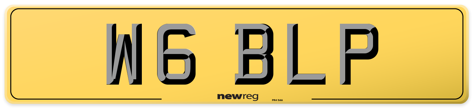 W6 BLP Rear Number Plate