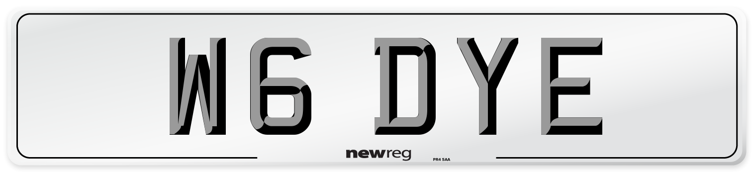 W6 DYE Front Number Plate
