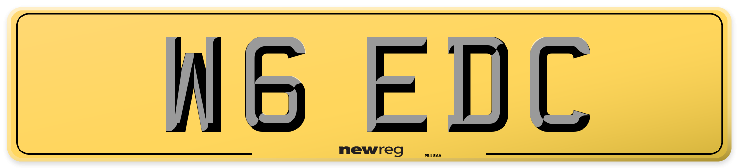 W6 EDC Rear Number Plate