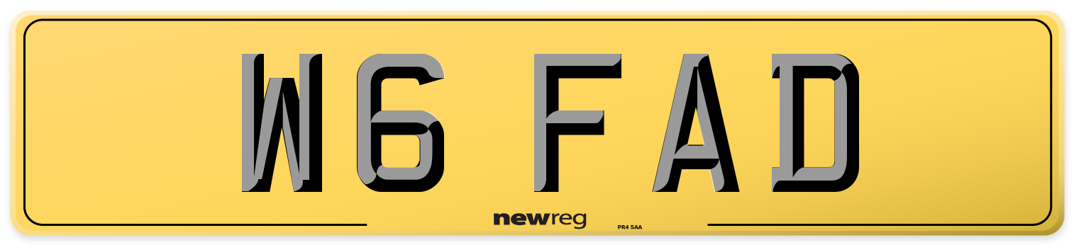 W6 FAD Rear Number Plate