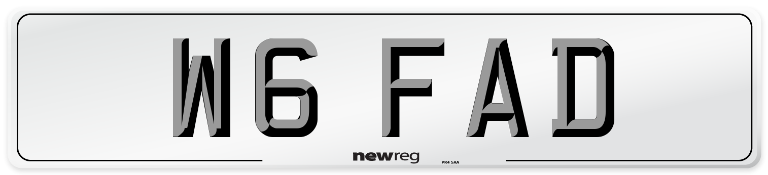 W6 FAD Front Number Plate