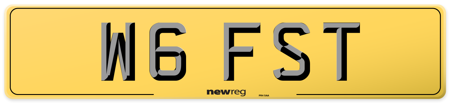 W6 FST Rear Number Plate