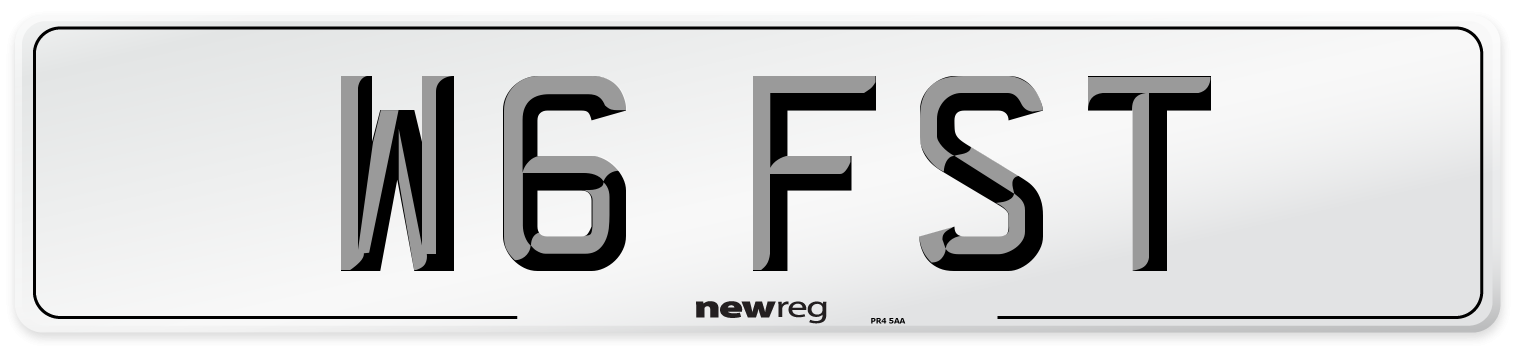 W6 FST Front Number Plate