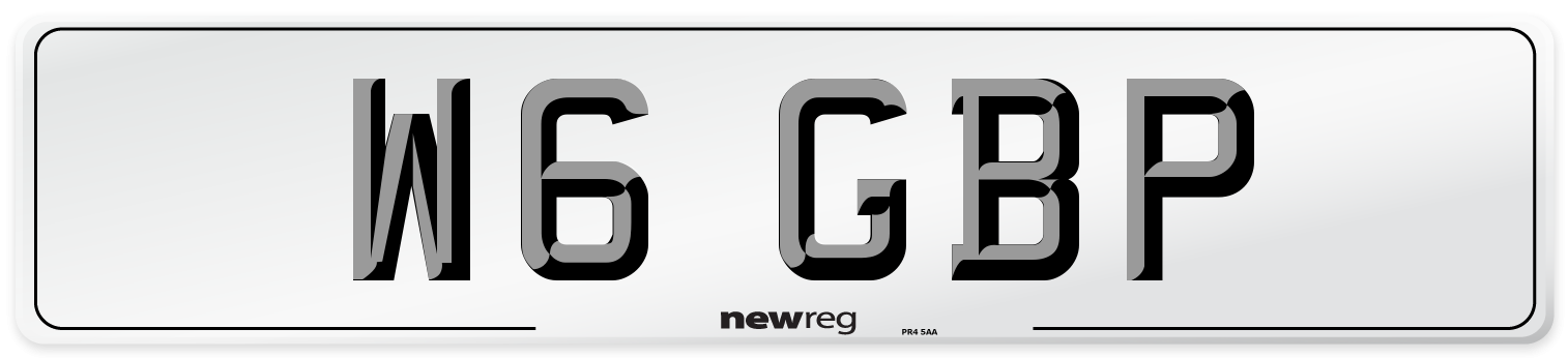 W6 GBP Front Number Plate