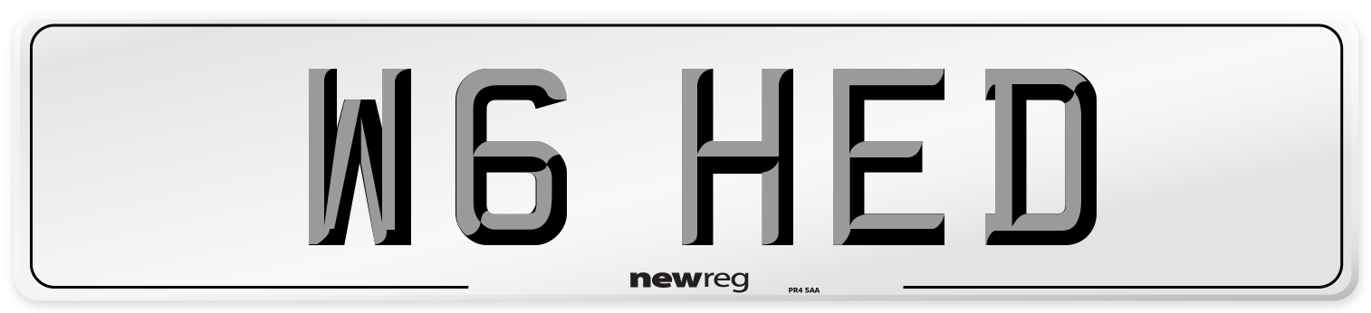 W6 HED Front Number Plate