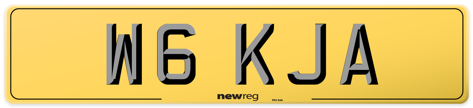 W6 KJA Rear Number Plate