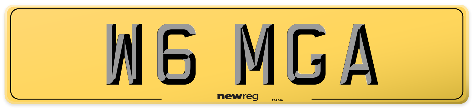 W6 MGA Rear Number Plate