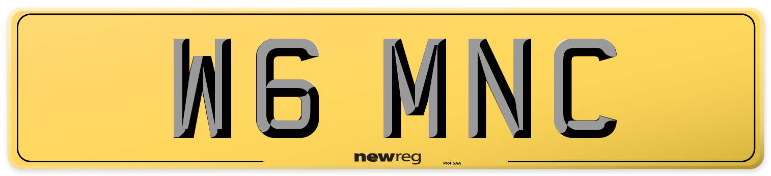 W6 MNC Rear Number Plate