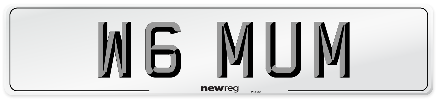W6 MUM Front Number Plate